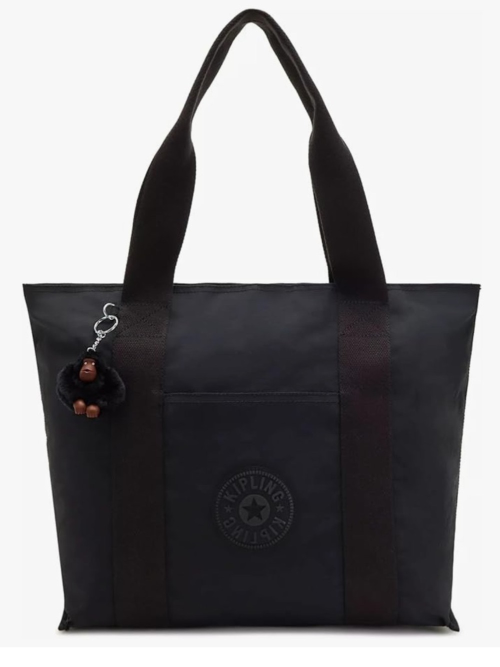 Kipling Black Era Medium Nylon Tote w/o Monkey Keychain- RARE thick straps